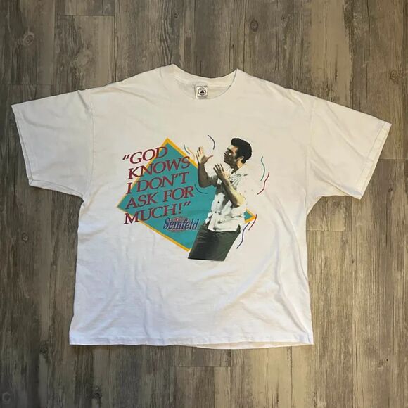 Vintage 90s Seinfeld "God Knows I Dont Ask For Much" T-Shirt Size XL Promo - Picture 1 of 6